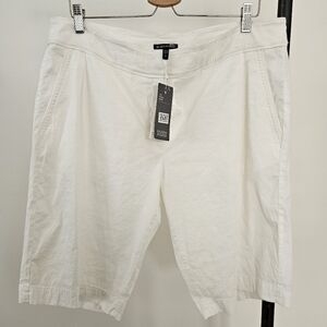 Eileen Fisher Shorts Size 16 White Walking NWT Linen Viscose Stretch Pockets